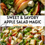 Colorful Honey Crisp Salad with apple slices, feta, almonds, and greens in a glass bowl.